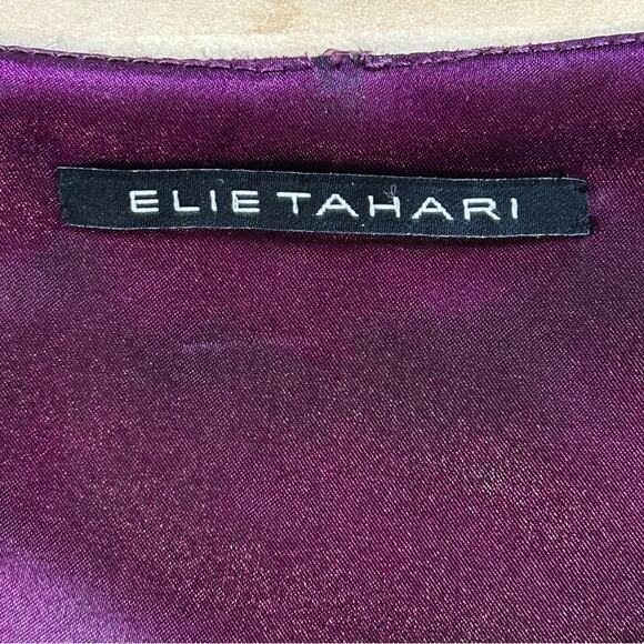 Elie Tahari Ruffle Wool Blend Sheath Dress Size 8 Purple Sleeveless Zip Front - Picture 11 of 14